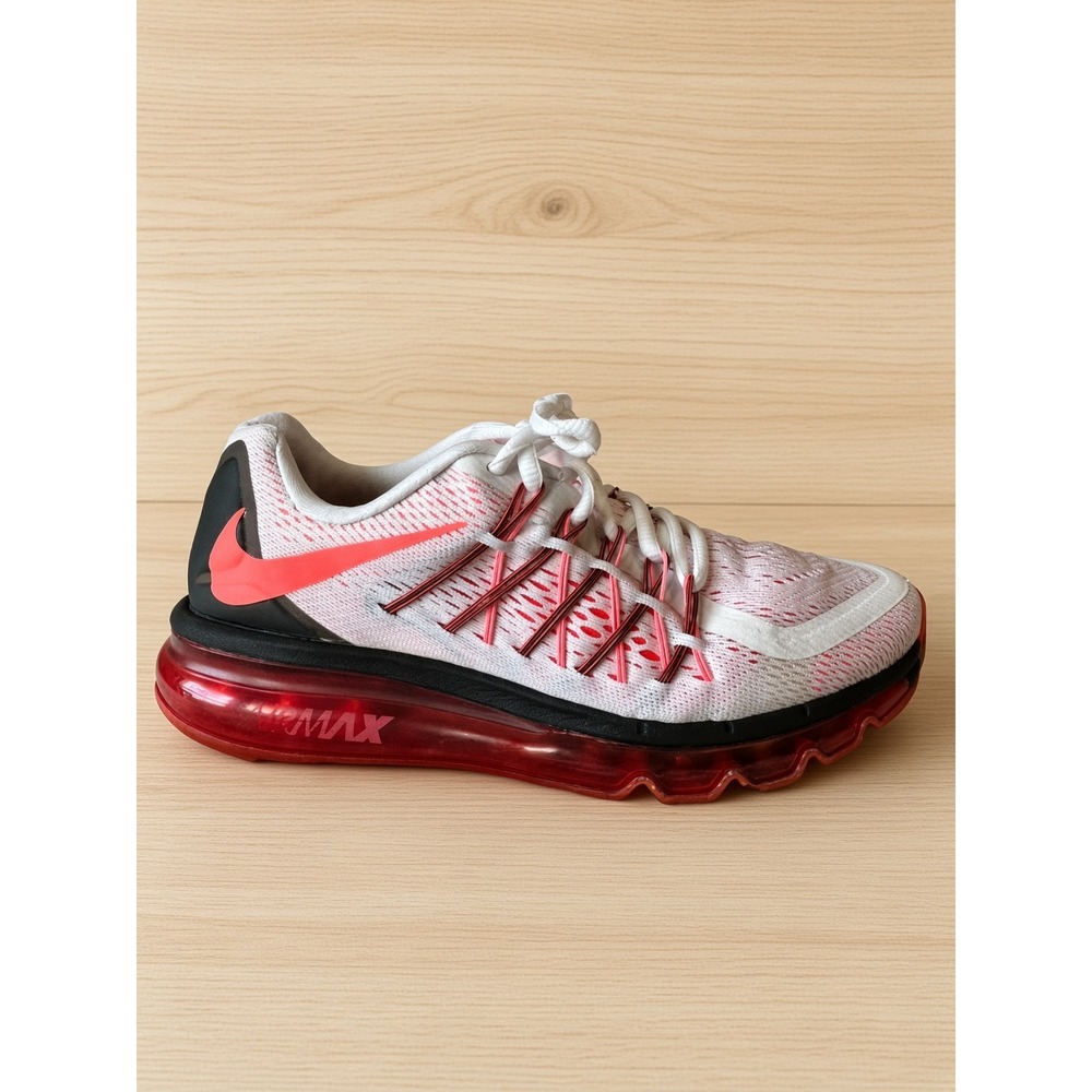Nike Air Max 2015 White Bright Crimson Running Shoes 705457-101 Mens 6.5Y